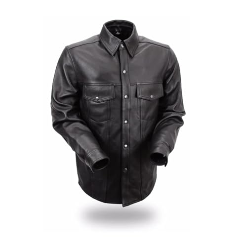 First Mfg Co - Milestone - Men's Motorcycle Shirt - Leather - Black - 6X Large