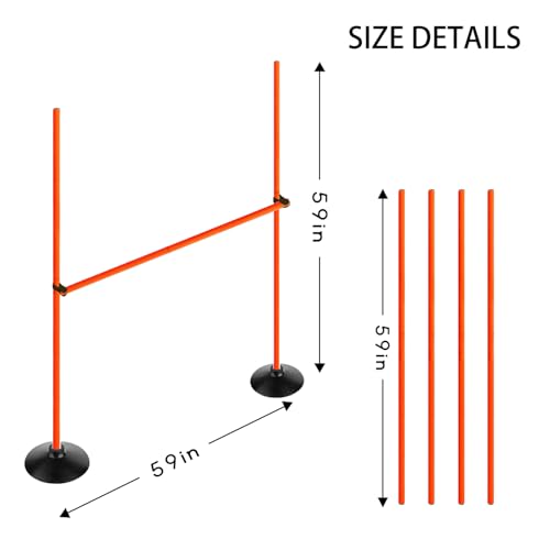 orange adjustable height agility hurdle set multi-function soccer trainning pole set coaching sticks with rubber base