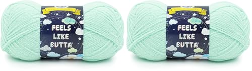 Image of Lion Brand Yarn Feels Like Butta Soft Yarn for Crocheting and Knitting, Velvety, 2-Pack, Seagreen