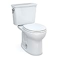 TOTO Drake Transitional Two-Piece Round 1.28 GPF Universal Height TORNADO FLUSH Toilet with CEFIONTECT, Cotton White - CST785CEFG#01