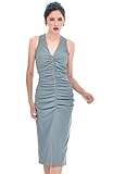 TONALÁ  Vestido Mujer Fiesta Boda Evento Elegante Midi Entallado Manga Sisa  Vestido entallado y ajustado en crepe (Azul Gris, s)