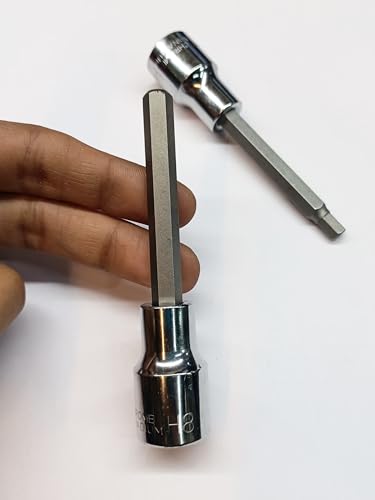 Image of 6mm and 8mm Long Allen Socket Set for Precision Fastening and Tightening, Long Allen Socket 6mm and 8mm Long Allen socket, Chrome Vanadium Steel, Pack of 2, Suitable for home and workshop, 1 /2 Drive