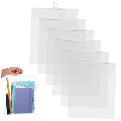 VILLCASE 30Pcs Heavy Duty Hanging Storage Bags Multi Purpose Clear Plastic Organizers with Hangers for Snacks School Supplies Clothes for Home and Classroom Use