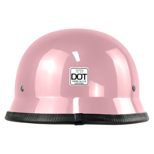 German Style Motorcycle Helmet,Adult Half Helmet Open Face DOT Approved, Motorcycle Cruiser Scooter Cool (Pink, XX-Large) by SanQing - Image 3