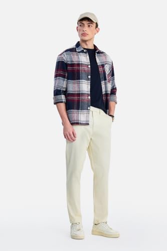 Image of SNITCH Men Chinos | Slim Fit Mid Rise Solid Pattern | Cotton Blend with Medium Stretch & Smooth Texture | Button & Zip Closure for Casual & Street Wear