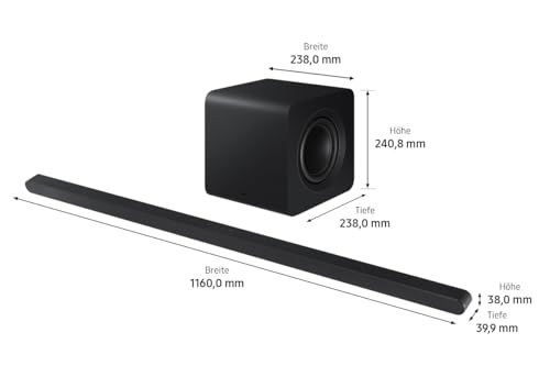 Samsung HW-S810GD 3.1.2-Kanal Ultra Slim Soundbar für TV-Geräte, Bluetooth-Lautsprecher mit ultraschlankem Design, Q-Symphony, Kabelloses Dolby Atmos / DTS:X [2024]