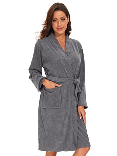Image of Vislivin Womens Lightweight Bathrobe Soft Kimono Robes Terry Cloth Bathrobe Knee Length Bath Gown