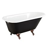 Signature Hardware 426325 Miya 55' Cast Iron Soaking Clawfoot Tub with Pre-Drilled Overflow Hole and Tap Deck - Black/Oil Rubbed Bronze Feet