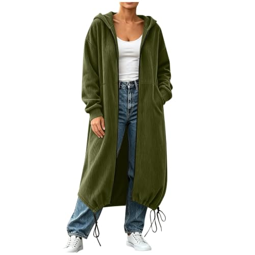Womens Corduroy Oversized Jackets With Hooded Long Sleeve Fall Coats - image 6