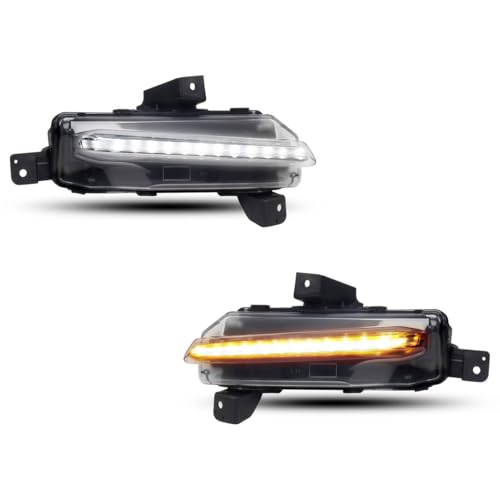KAKABAS LED Daytime Running Lights with Dynamic Turn Signals Compatible with 2019-2022 Chevy Camaro ZL1, Plug & Play DRL Fog Light Assembly (2PCS, Clear Lens) by KAKABAS - Used condition - US$114.60