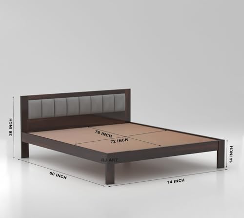 Image of Sheesham Wood King Size Bed Without Storage | Wooden Double Beds Cot for Bedroom Furniture | Palang Double Bed for Hotel (DIY- Customer Side Self Assembly) 1 Year Warranty - Walnut