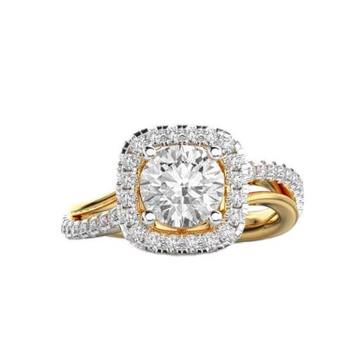 Bague solitaire carrée Majestic Queen argent plaqué or moissanite femme