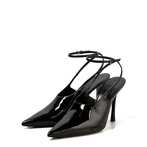 anteikira Women's Ankle Strap Pointed Toe Stiletto Heel Pumps Slingbacks Closed Toe High Heels Party Wedding Evening Fashion Dress Shoes for Women2
