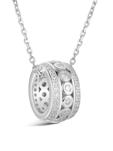 D Color VVS1 Clarity Moissanite Pendant Necklace for Women Men, Chunky Circle/Triangle Design，Solid 925 Sterling Silver, Birthday Christmas Valentines Jewelry, 16-20 Inch Adjustable