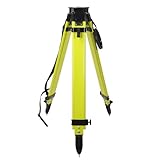 Trépied d'arpentage en fibre de verre, trépied robuste en fibre de verre et bois avec double pince et vis centrale en cuivre pour stations robotiques totales et théodolite (tête ronde)