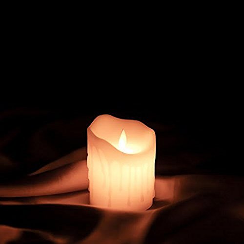 Etronic Real Wax 3D Dancing Flame Tear Wave Shaped Flickering Flameless Battery Powered LED Pillar Dripless Motion Candle, 3