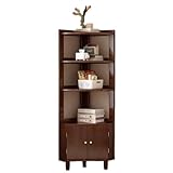 TOTIKI Estanteria Esquinera Estante Esquinero De Madera 4 Niveles, Estantería Esquinera con Gabinete para Sala Estar Rinconera(B)