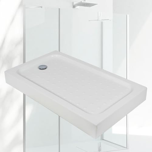 Base de ducha acrílica blanca brillante, 70 x 120 cm, diseño rectangular para habitaciones húmedas, cabinas de ducha y cubículos, duradero y fácil de limpiar, múltiples