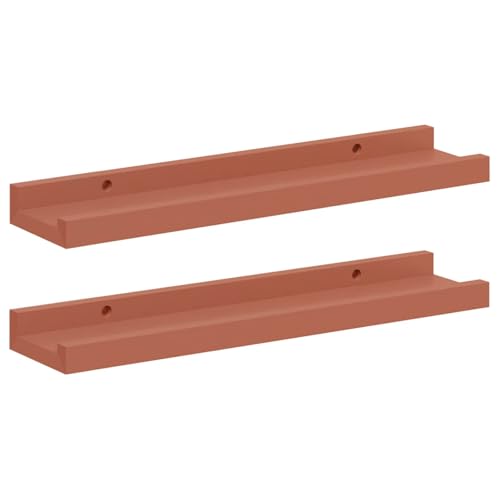 Tmriohed Lot de 2 étagères murales rouges modernes en bois pour salon, chambre à coucher et bureau, étagère flottante minimaliste pour décoration et...