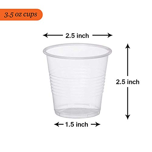 3.5 oz Disposable Plastic Cups | Clear Cups, Snack and Drink Size | Party, Event, Wedding, Kids | Recyclable Drinkware | Tea, Soda, Water, Juice, Milk (50 Pack 2500 Cups/Case)