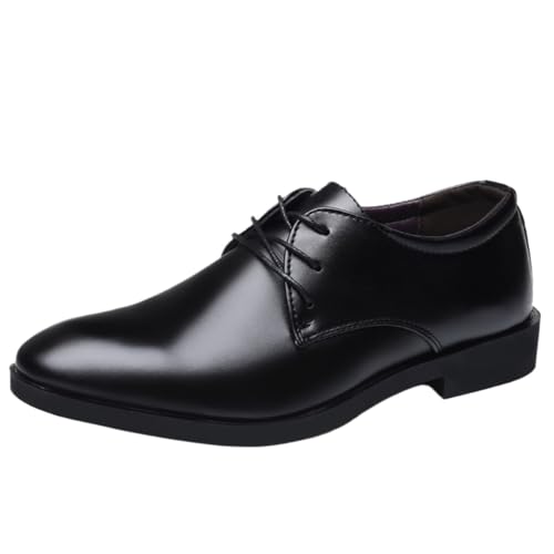 Oxford Shoes for Men Classic Men's Patent Leather Oxford Dress Shoes Pointed Toe Wedding Shoes in Black, Plus