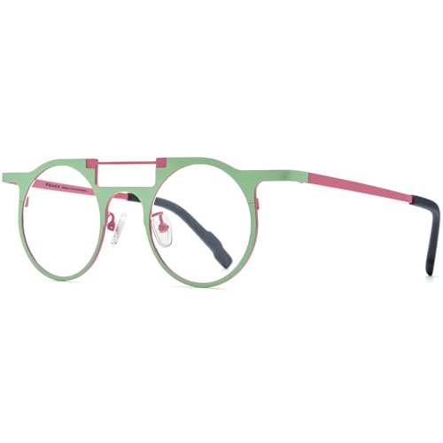 Image of FONEX Colorful Pure Titanium Glasses Frame Women Retro Round Eyeglasses F85782