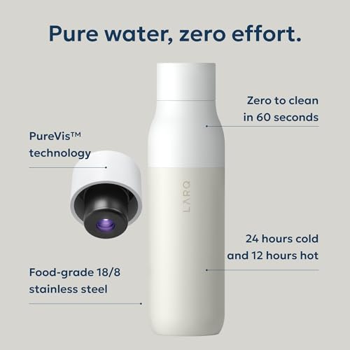 Image of LARQ Bottle - Self-Cleaning Water Bottle and Water Purification System, Granite White (25oz / 740ml)