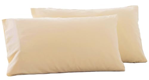Microfiber Queen Bed Pillowcases 2 Pack Super Soft Bed Pillow Covers Envelope Closure Wrinkle Fade and Stain Resistant 20x30 Light Beige