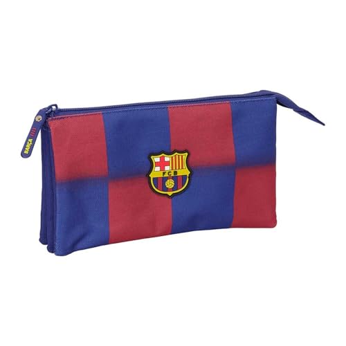 FC Barcelona 3 Compartments Pencil Case 25/26 for Maximum Organisation, with Three Compartments, FC Barcelona