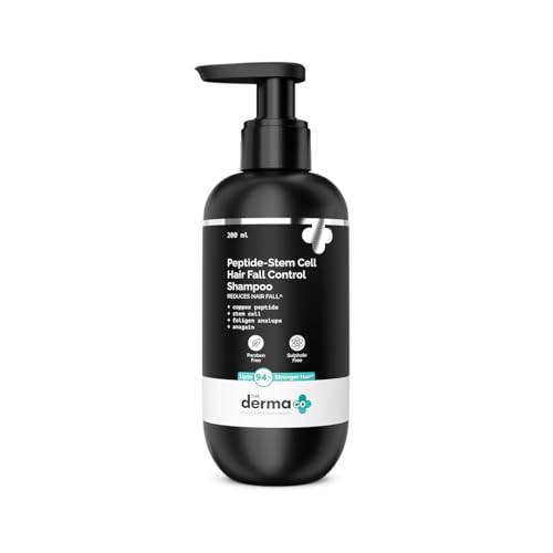 Image of The Derma Co Peptide-Stem Cell Hair Fall Control Shampoo - 200 ml | 94% Stronger Hair* | Anti-Hair Fall Shampoo | Boosts Hair & Scalp Health | For Damaged Hair | Non Drying Formula | Sulphate Free | For Women & Men | For All Hair Types