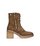 Tipo de cierre: Cremallera BOSANOVA Botines en Antelina con Detalle de Cordones y tacón de Crepe. Cierre con Cremallera. Calzado para Mujer Vison 37