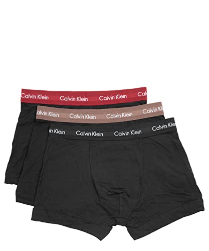 Calvin Klein Herren 3er Pack Boxershorts Trunks Unterwäsche, Schwarz (B-Brght Camel/ Black/ Red Carpet Wb), S