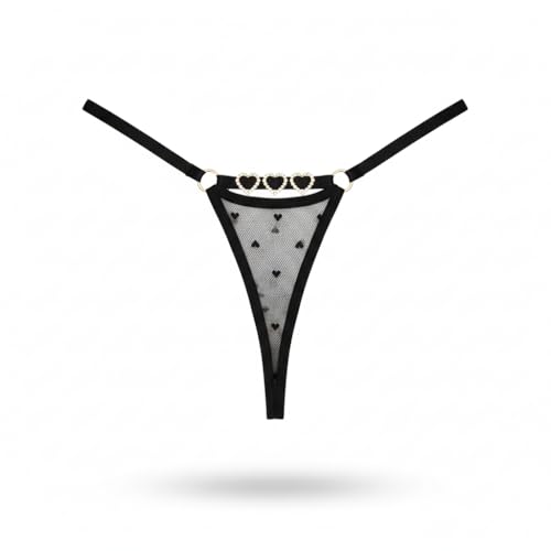 Generisch Sexy Herz-String aus feiner Spitze – Transparenter Damen Tanga mit Herz-Motiv am Rücken – Erotische Unterwäsche (DE/NL/SE/PL, Alphanumerisch, S, Regular, Regular)