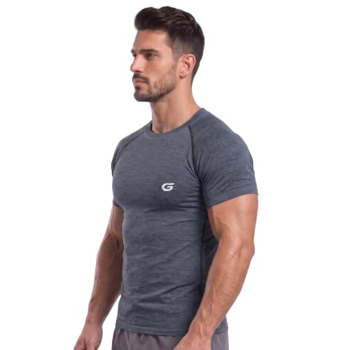 Image of GYMIFIC Men's Compression T-Shirt | Half Sleeve Gym Workout T Shirt for man | Round Neck Quick Dry Stretch Athletic Sports Tee