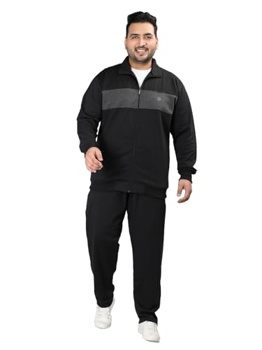 Image of CHKOKKO Men's Plus Size Winter Track Suit Zipper Set Black L,Sports Suit