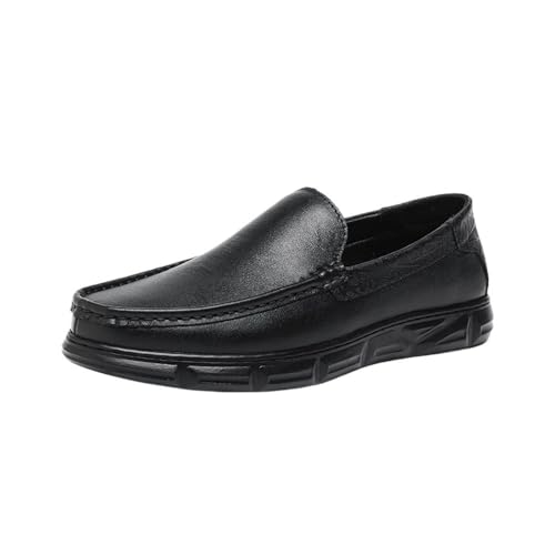 Round Toe Loafers Leather Anti-Slip Resistant Comfortable Wedding Slip-ons Casual Dress Shoes