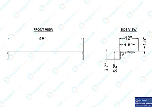 Image of AmGood Stainless Steel Folding Wall Shelf 12 in. x 48 in. | NSF | Concession Stand, Food Truck, Kitchen, Restaurant, Garage, Laundry, Utility Room