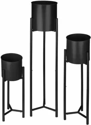 Image of Bee Creative Metal Plant Stand - A Durable and Stylish Display for Your Plants and Home Decor - Three Height Options - Metal Powder-Coated (BLACK)