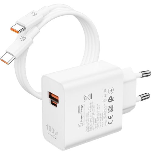100W Cargador USB y Cable USB C para Honor Magic7 Pro Magic7 5G, Supercharge Carga 6A Carga Rápida...