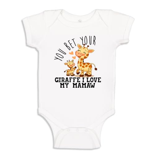 I Love My Mamaw Giraffe Baby Bodysuit One Piece Or Toddler T-Shirt Cute Grandbaby Gift
