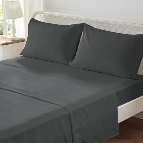 Image of Zzlpp Full Comforter Set 7 Pieces, Dark Grey Seersucker Bed in a Bag with Comforter and Sheets, All Season Bedding Sets with 1 Comforter, 2 Pillow Shams, 2 Pillowcases, 1 Flat Sheet, 1 Fitted Sheet