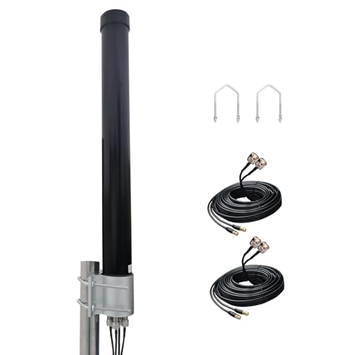 Image of Omni Directional 4x4 MIMO Antenna 5G for t-Mobile, 4G / LTE / 5G Cellular Antenna for Router & Gateways, Verizon, AT&T Home Internet, with 2 Dual 10 Meter Cable SMA