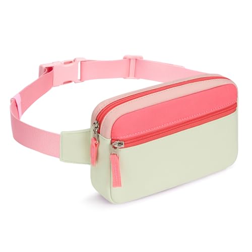 Image of Fanny Pack Birthday Gifts for 7 8 9 10 11 12 13 Year Old Teens Girls Kids, Preppy Cute Trendy Stuff Colorblock Crossbody Bag Adjustable Belt Bags, Dorm Travel Essentials for Girl Fashion