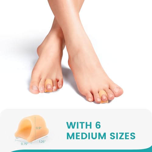Correttore Per Dita Dei Piedi A Martello Per Donne - Raddrizzatori Per Dita Dei Piedi In Morbido Gel - Riallineamento Di Dita Dei Piedi Piegate,Arricciate,Bunion（6 Count,Medium, Beige） - 2