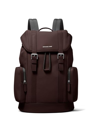 Michael Kors Mochila masculina Hudson City com fivela, ferragens de bronze leve/chocolate, tamanho único