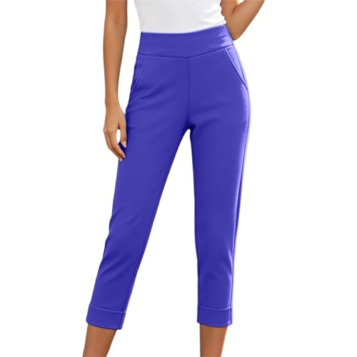 Pantalon de jogging d'été femme 7/8 fluide sport chic taille haute