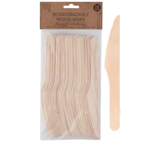 White Magic WM-EB-BWK Eco Basics Biodegradable Wood Knife - 18pcs