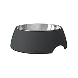 [Pawspick] フードボウル 犬 ステンレス 食器 メラミン えさ皿 水入れ 滑り止め 中型犬 猫 ペット 取り外し可能 餌入れ (ダークグレー, M)