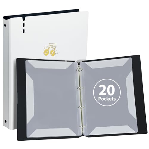 Dossier de musique A4 DONGLI avec 4 anneaux et 20 pages pour partitions couleur blanc