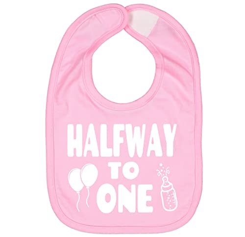 Aiden's Corner Handmade Cute Baby Boy Girl Half Birthday Bibs - Halfway To One (Pink)